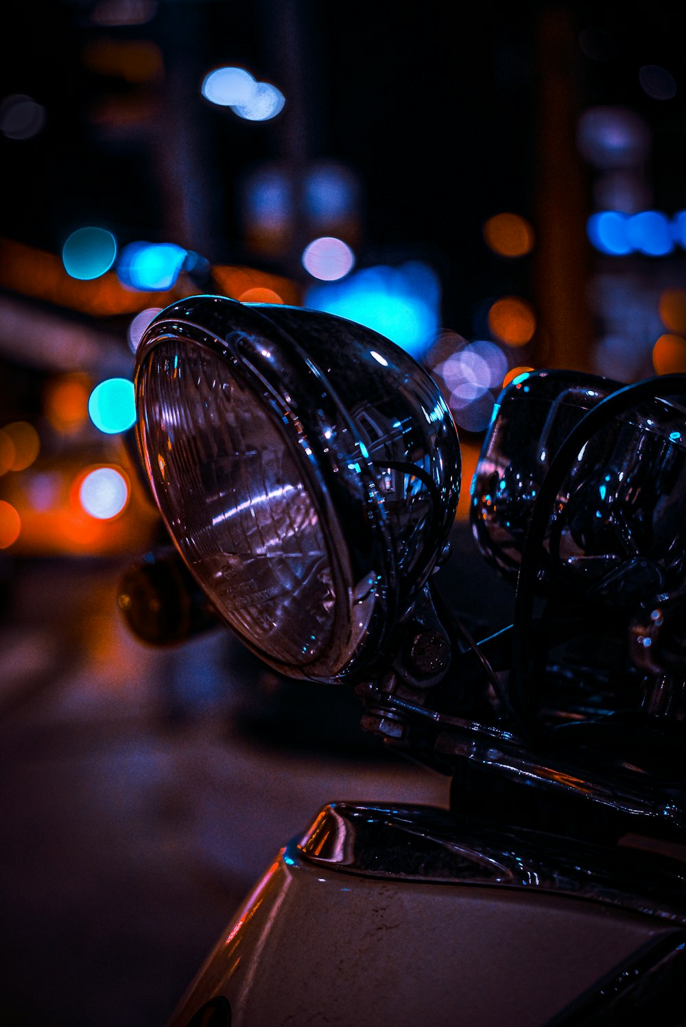 black motorcycle in bokeh photography