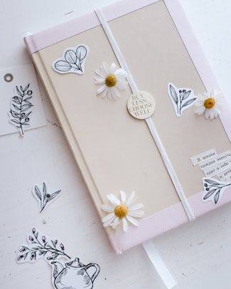 white and pink floral box