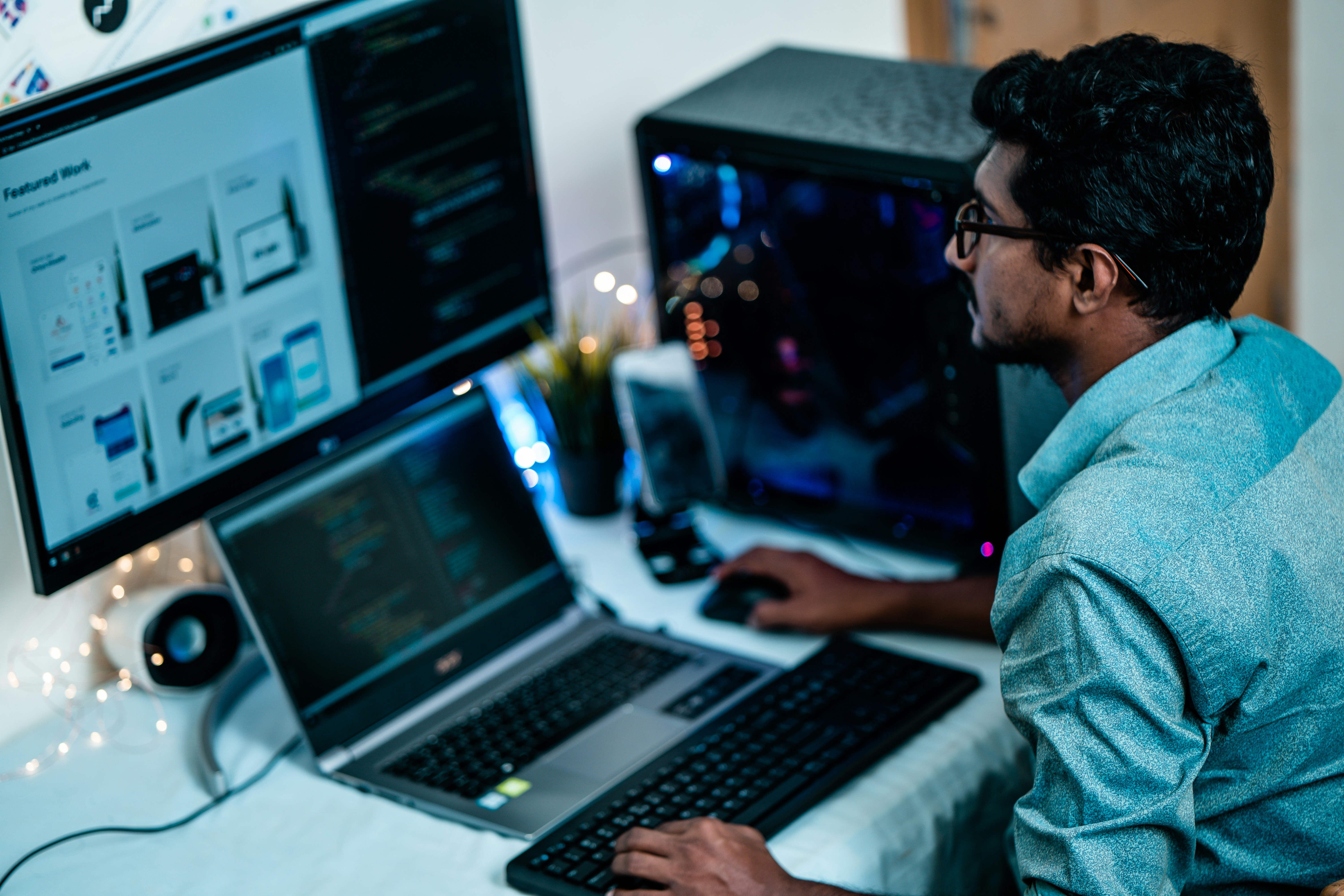 person seamlessly transitioning work between two computers