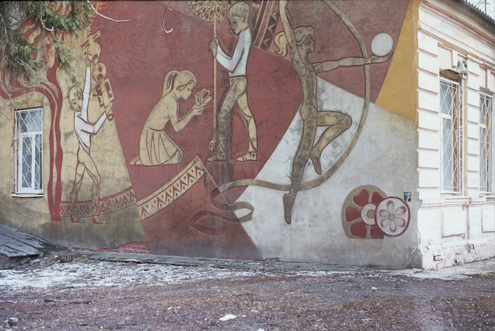 red and white graffiti on wall