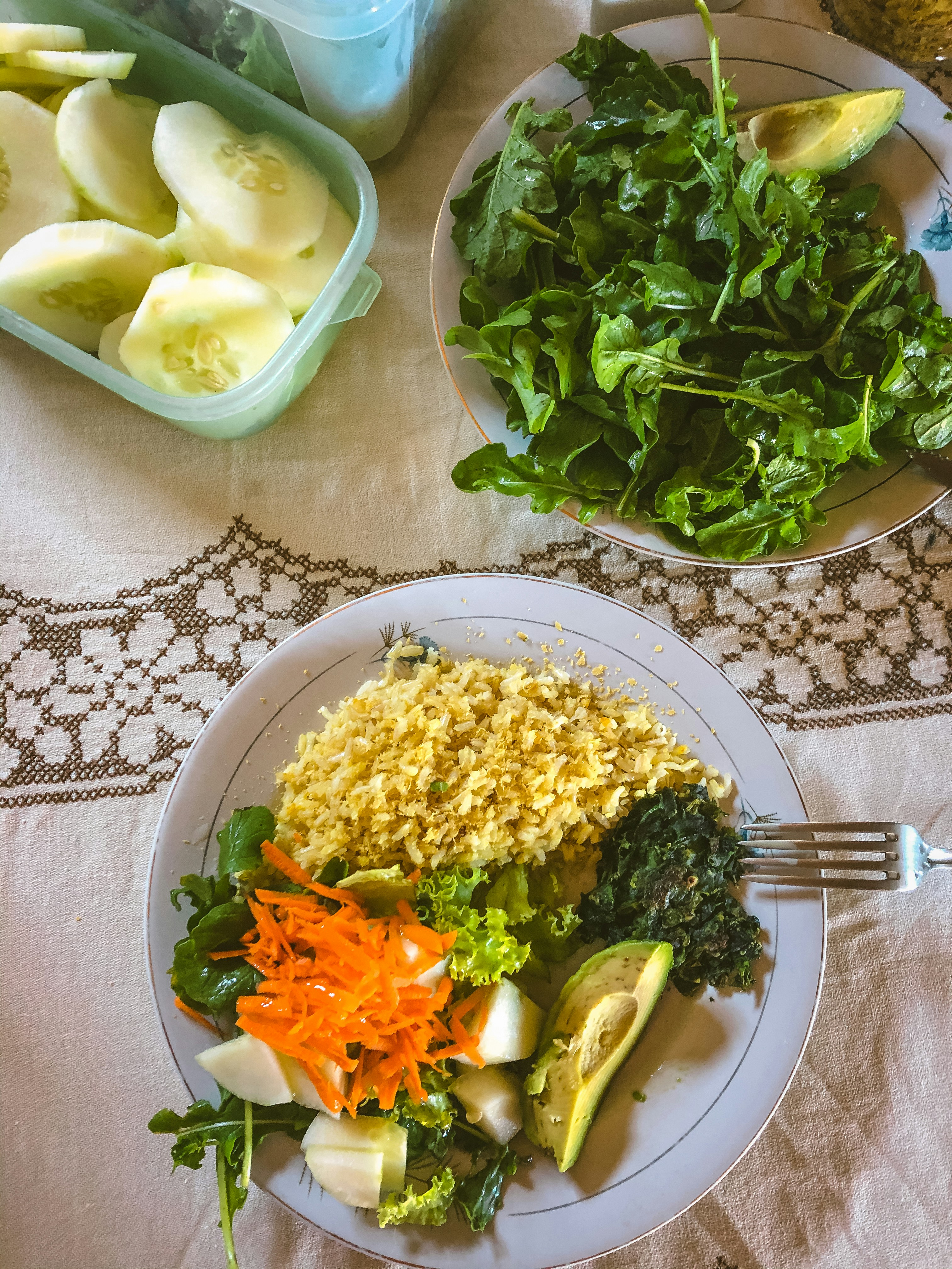 green vegetable on white ceramic plate