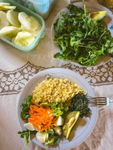 green vegetable on white ceramic plate