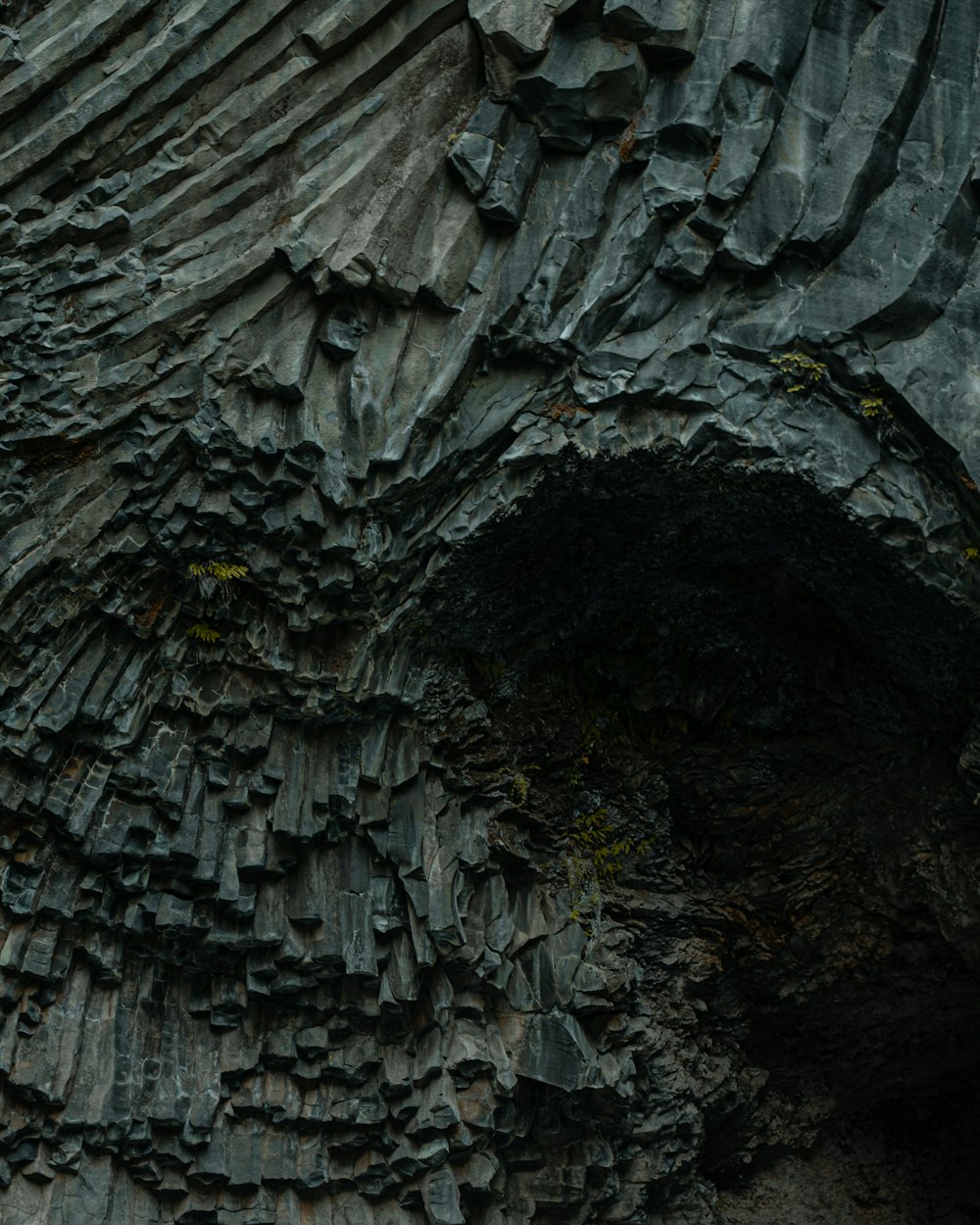 grey and black rock formation