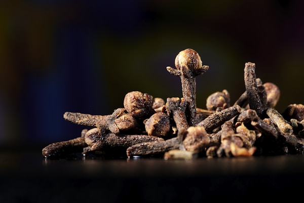 Close up shot of dried clove buds