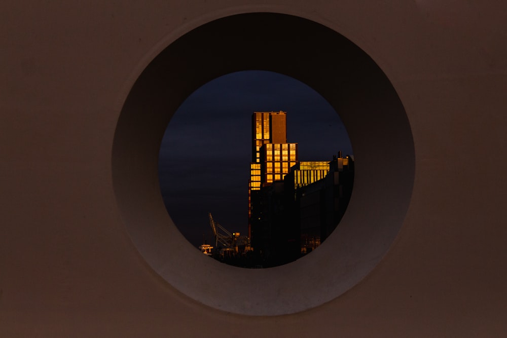 silhouette of building during night time