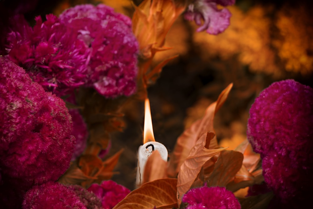 white and purple bird figurine