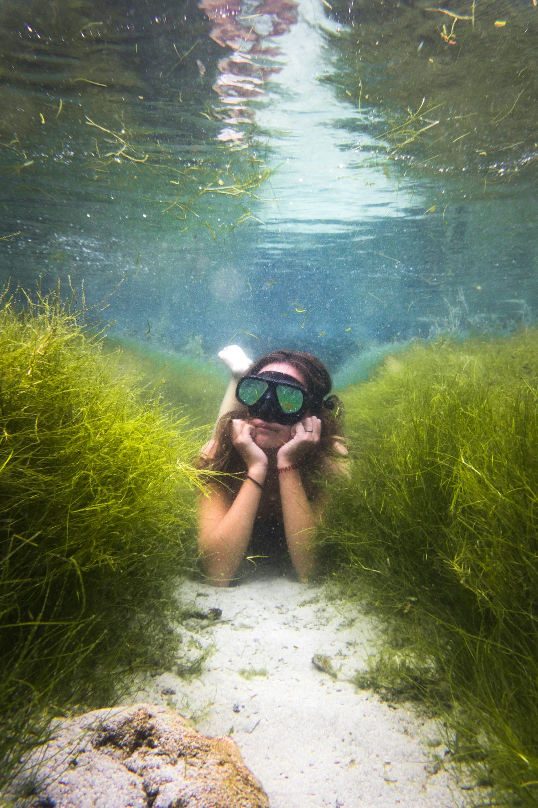 man in black goggles on water