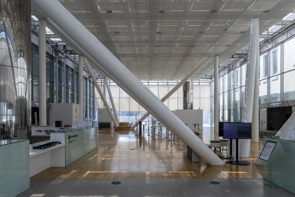 white metal framed glass building