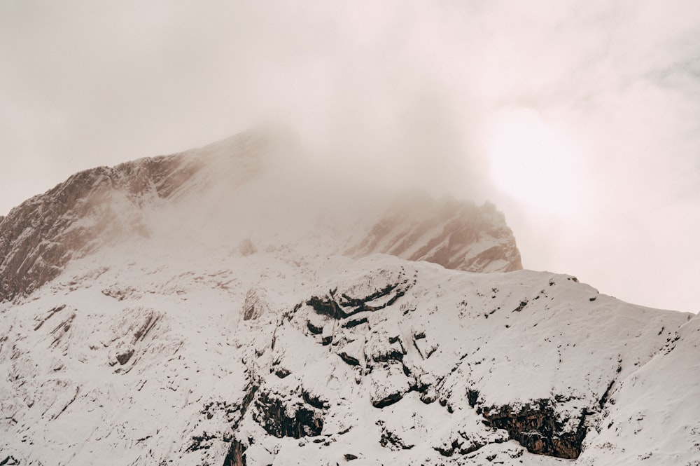 snow covered mountain under cloudy sky during daytime