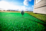 SAAG Inc image of white golf ball on green grass field under blue sky during daytime