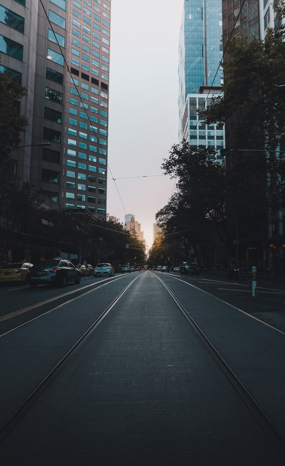 cars on road near high rise buildings during daytime