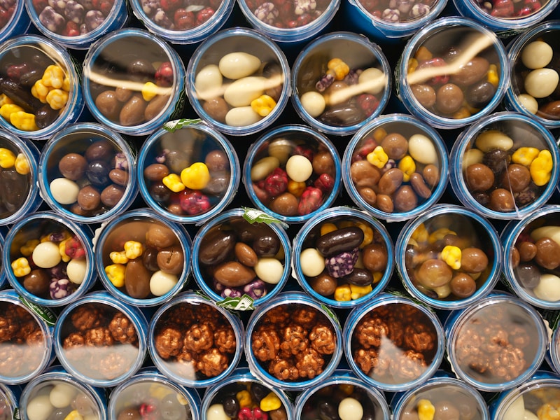 Storage containers with labeled homemade pet treats