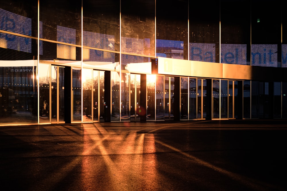 brown and white concrete building during night time