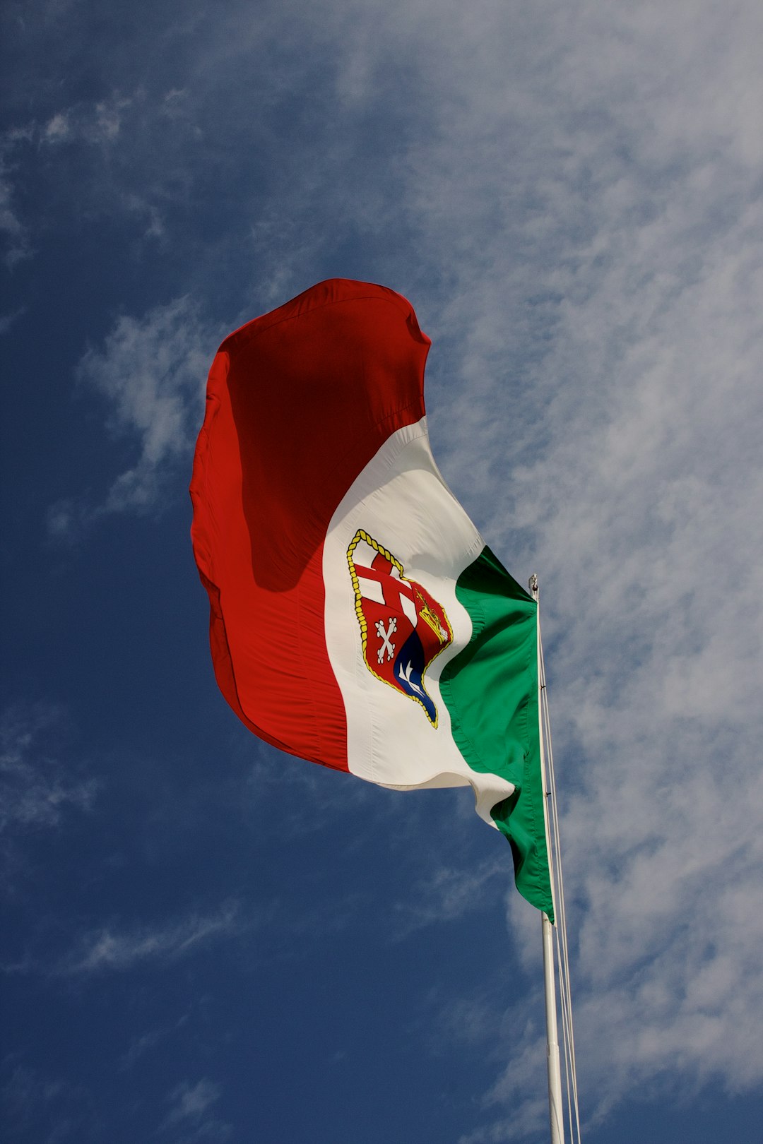 red white and blue flag under blue sky during daytime