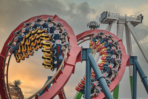 red and yellow roller coaster
