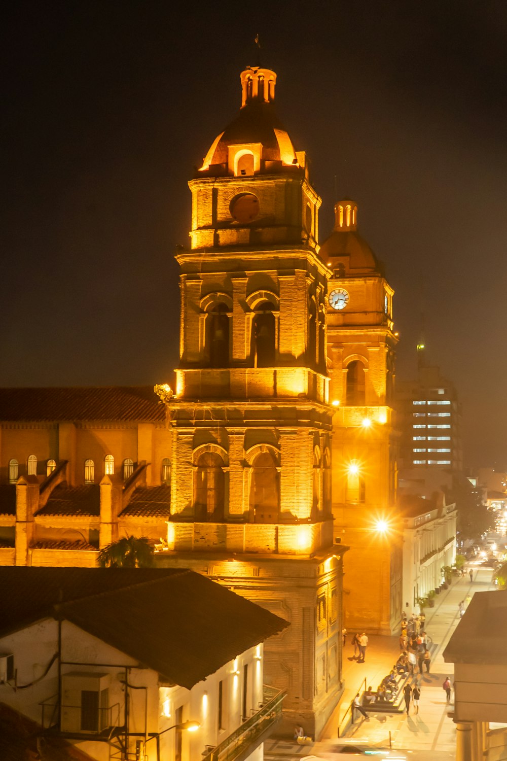 brown concrete building during night time