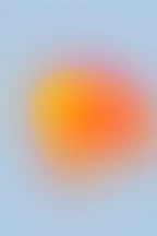 abstract warm orange orb on blue gradient background