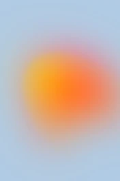 abstract warm orange orb on blue gradient background