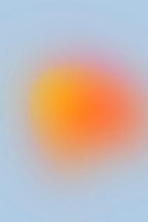 abstract warm orange orb on blue gradient background