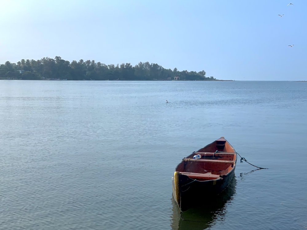 red and brown boat on body of water during daytime