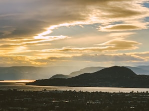 silhouette of mountain during sunset