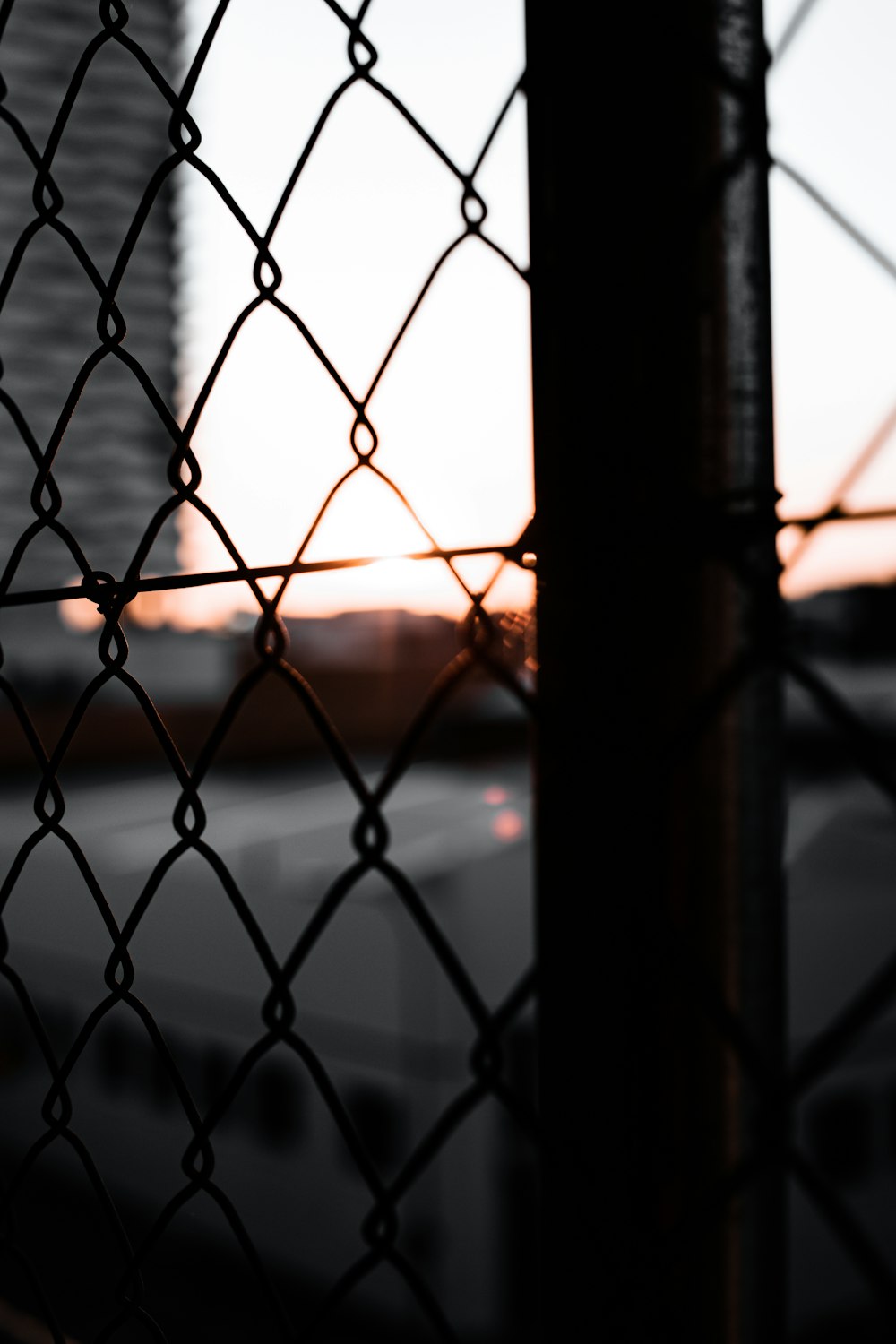 black metal fence during sunset