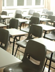 white table with black chairs