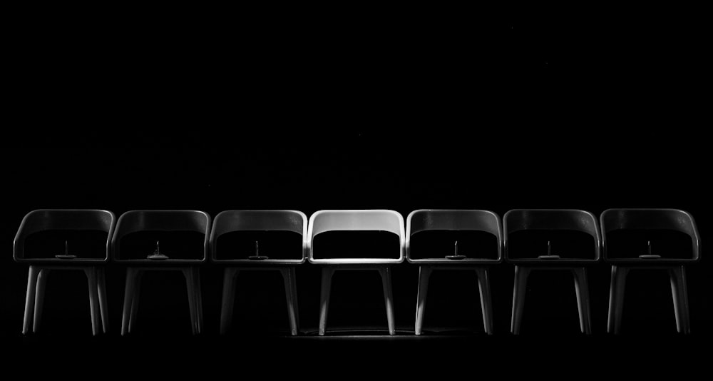 black and white chairs with no people