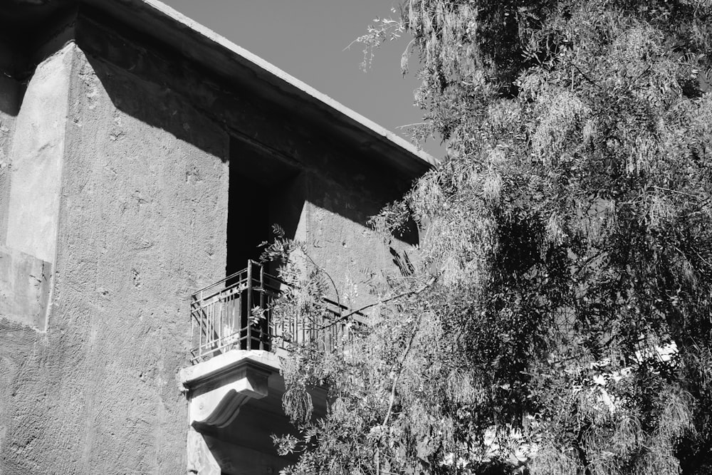 grayscale photo of concrete building