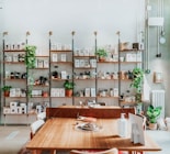 brown wooden table with chairs