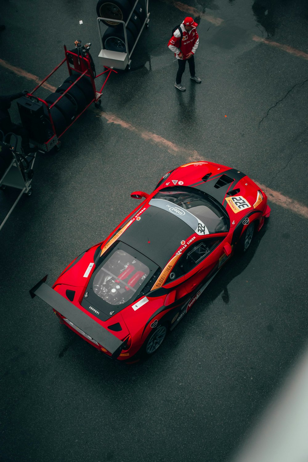 red ferrari 458 italia on road