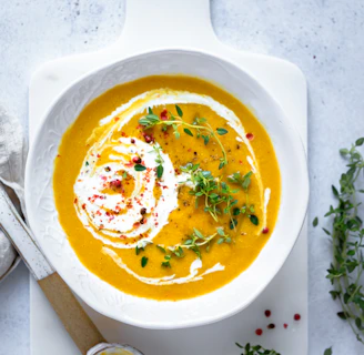 soup in white ceramic bowl