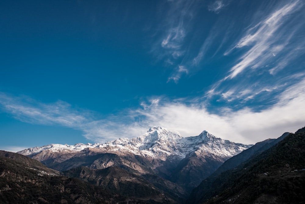 snow covered mountains under blue sky during daytime