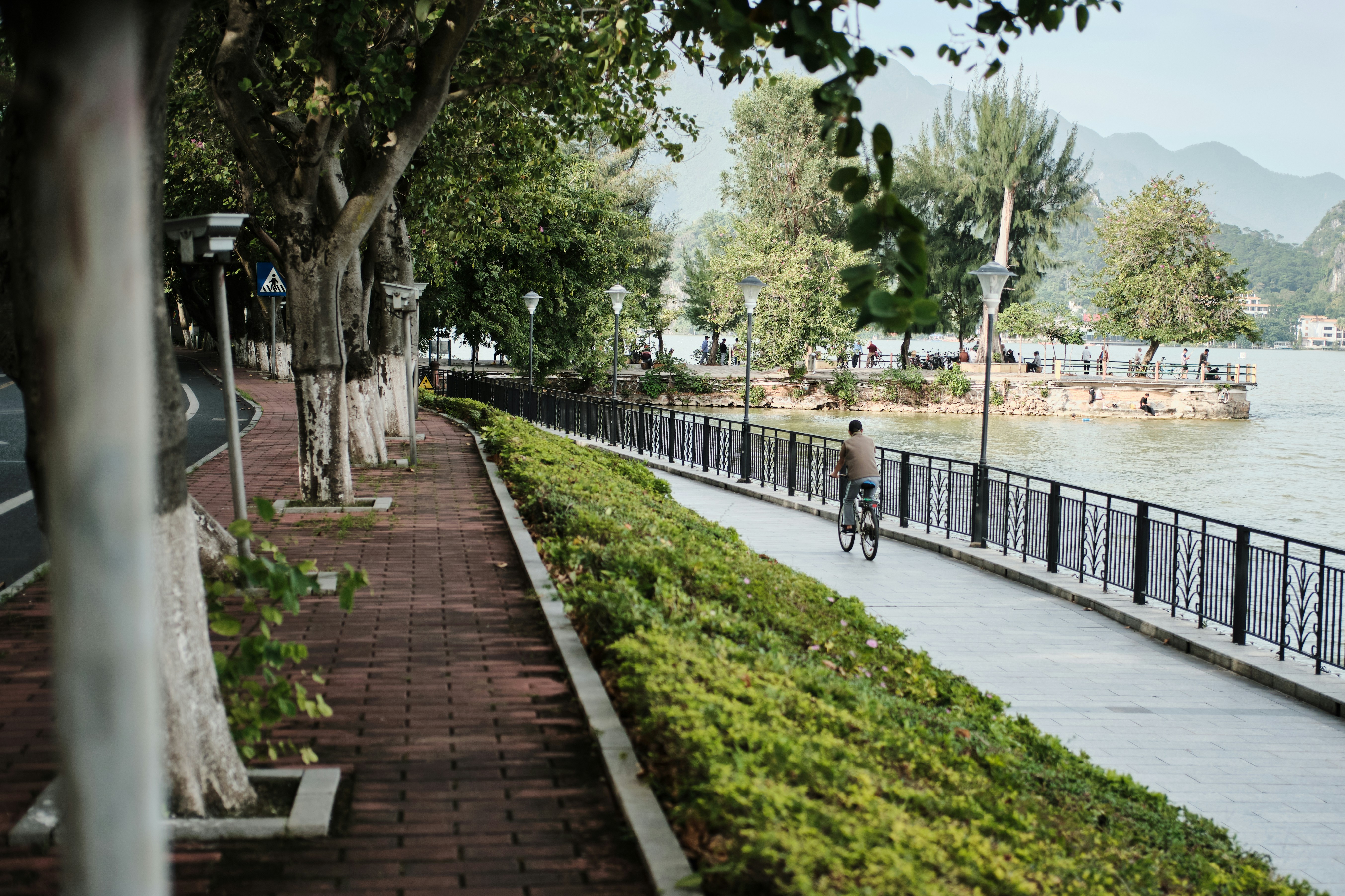 people walking on pathway near green grass field during daytime, 