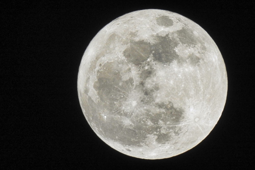 full moon in black background