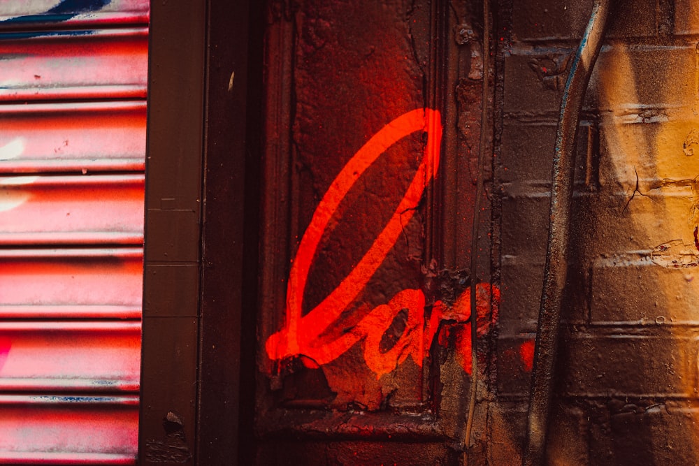 red and black wooden door