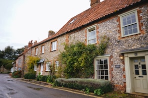brown brick house beside green trees during daytime