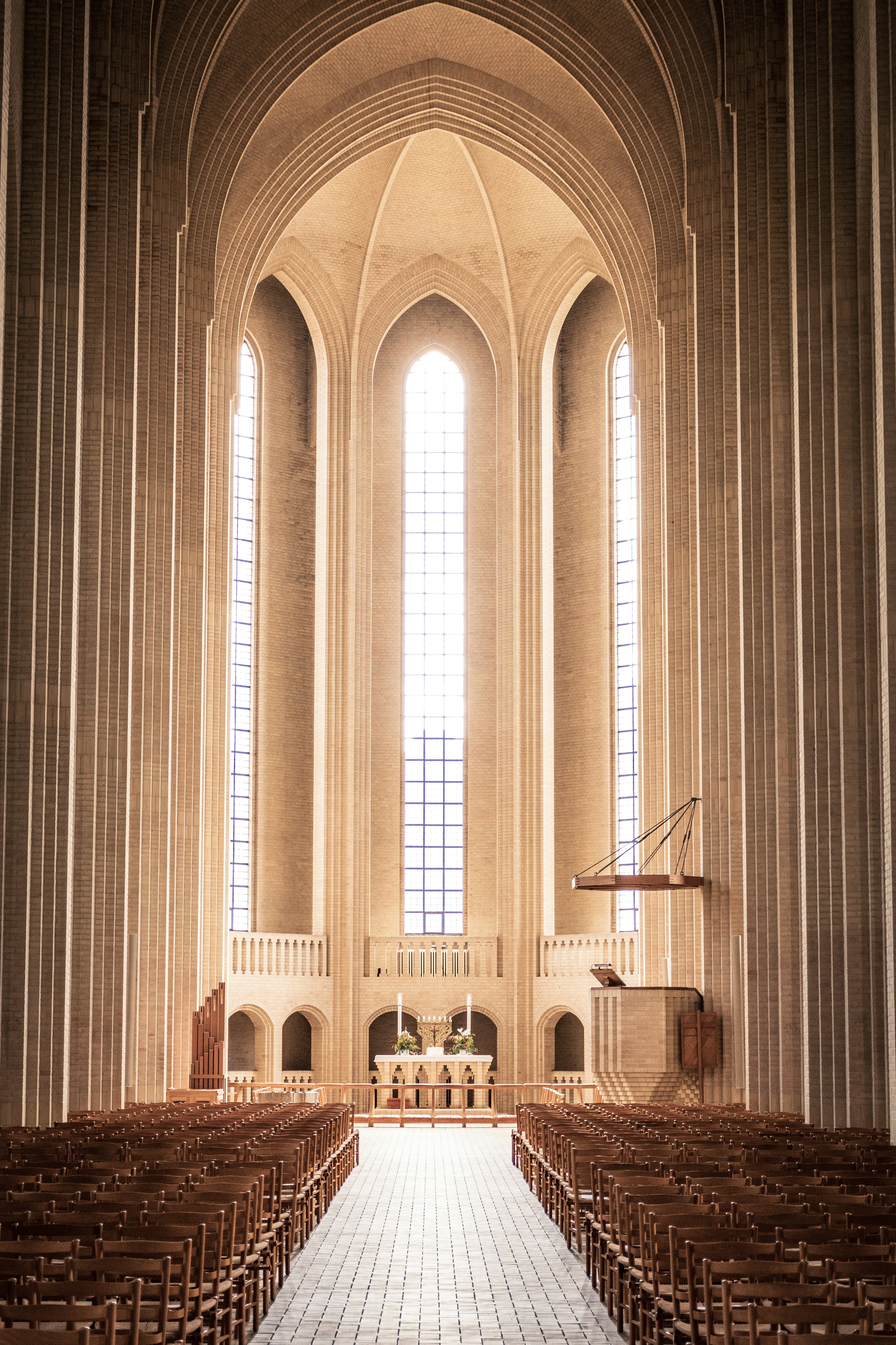 The inside of the Grundtvigs Church in Copenhagen.