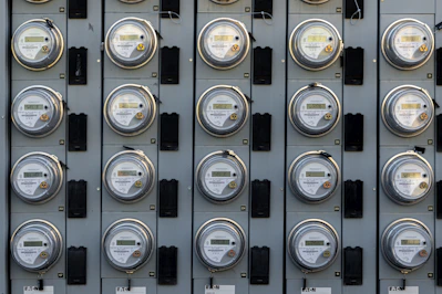 Close-up of a digital electric meter displaying usage readings.