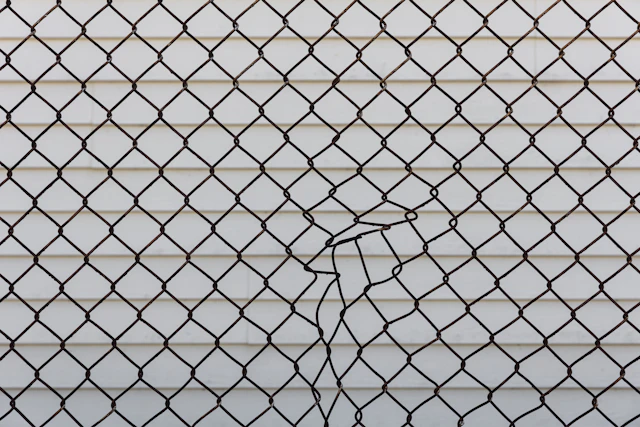 Black chain link fence