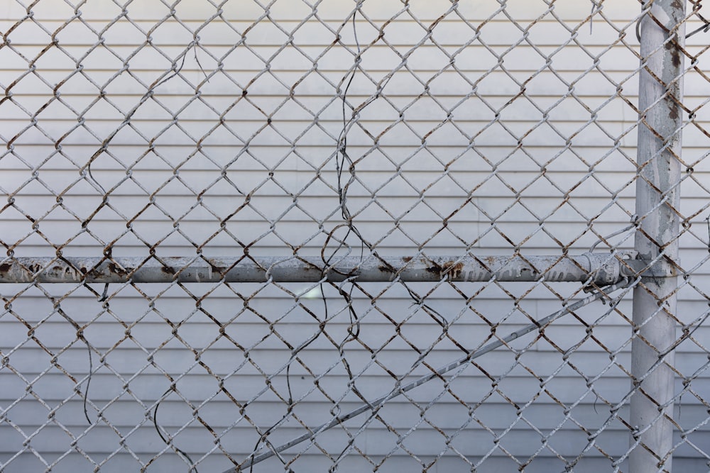灰色の金属のチェーン・リンクの塀