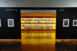 Glossy aluminum photo prints displayed on a modern white wall.
