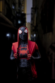 red and black spider man costume