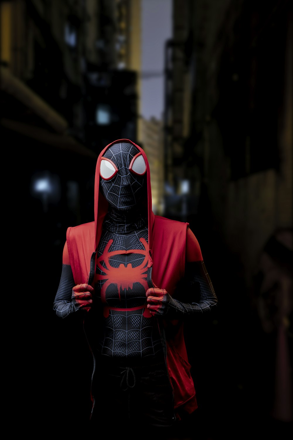 red and black spider man costume