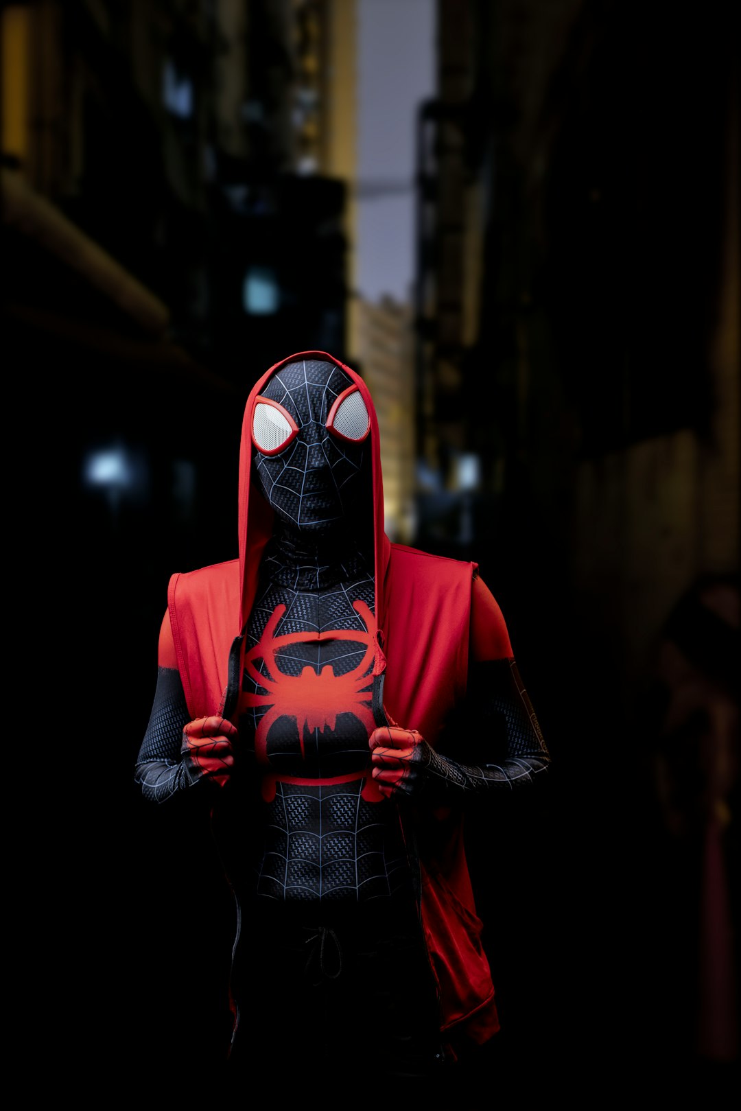 red and black spider man costume