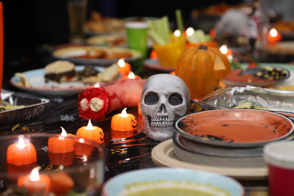 white ghost candle on table