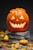 jack o lantern on brown wooden table