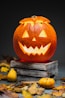 jack o lantern on brown wooden table