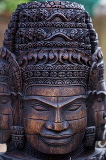 An intricately designed wooden sculpture reflecting local artistry.