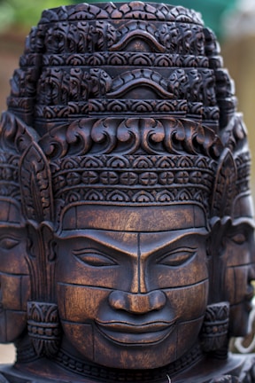 A beautifully carved wooden sculpture showcasing intricate details.